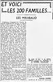 Article de la série « Et voici les 200 familles… » d'Augustin Hamon, publiée dans   L'Humanité, no 13549, 21 janvier 1936.(Paris, BnF).