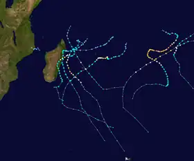 Trajectoire des cyclones.