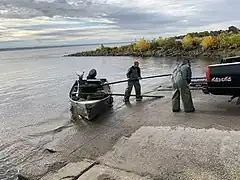 Batiscan, rampe de mise à l'eau, pêcheurs commerciaux, fleuve Saint-Laurent