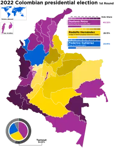 Candidat arrivé en tête au 1er tour par département