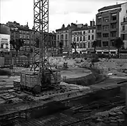 Les travaux du nouveau marché, par André Cros (1965, Archives municipales).