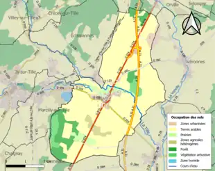 Carte en couleurs présentant l'occupation des sols.