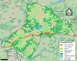 Carte en couleurs présentant l'occupation des sols.
