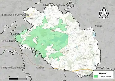 Carte de la ZNIEFF de type 1 à Noth.