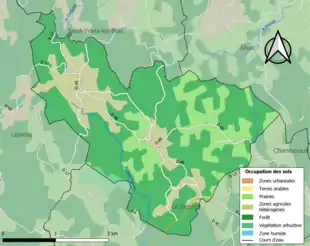 Carte en couleurs présentant l'occupation des sols.