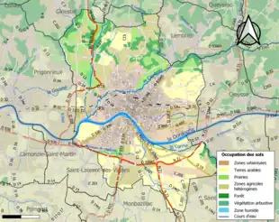 Carte en couleurs présentant l'occupation des sols.