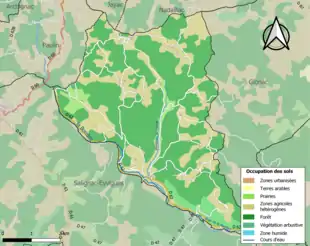 Carte en couleurs présentant l'occupation des sols.
