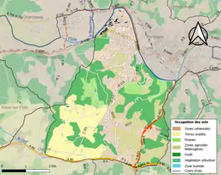 Carte en couleurs présentant l'occupation des sols.