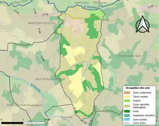 Carte en couleurs présentant l'occupation des sols.