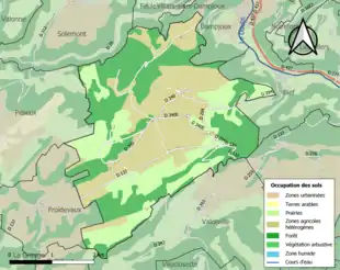 Carte en couleurs présentant l'occupation des sols.