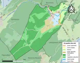 Carte en couleurs présentant l'occupation des sols.
