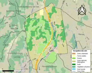 Carte en couleurs présentant l'occupation des sols.