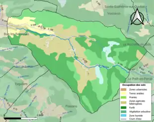 Carte en couleurs présentant l'occupation des sols.