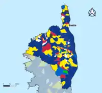 Candidat arrivé en tête au 1er tour par commune. Emmanuel MacronMarine Le PenJean-Luc MélenchonValérie PécresseYannick JadotJean LasalleFabien RousselDeux à égalité