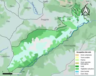 Carte en couleurs présentant l'occupation des sols.