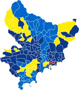 Nuance politique des candidats arrivés en tête dans chaque commune au 2e tour.