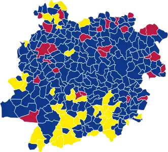 Nuance politique des candidats arrivés en tête dans chaque commune au 2e tour.