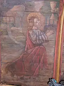 Église Saint-Jacques de Pouldavid : Jésus au jardin des oliviers (fresque du 3e lambris de l'église).