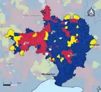 Candidat arrivé en tête au 1er tour par commune. Emmanuel MacronMarine Le PenJean-Luc MélenchonFabien RousselDeux à égalité