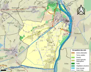 Carte en couleurs présentant l'occupation des sols.
