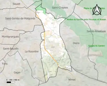 Carte de la ZNIEFF de type 1 sur la commune.