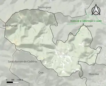 Carte de la ZNIEFF de type 1 sur la commune.
