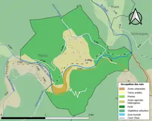 Carte en couleurs présentant l'occupation des sols.