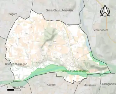 Carte de la ZNIEFF de type 1 sur la commune.