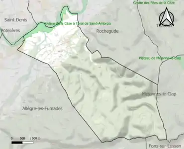 Carte de la ZNIEFF de type 1 sur la commune.
