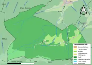 Carte en couleurs présentant l'occupation des sols.