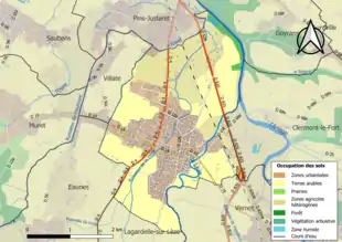 Carte en couleurs présentant l'occupation des sols.