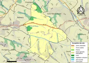 Carte en couleurs présentant l'occupation des sols.