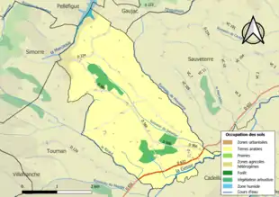 Carte en couleurs présentant l'occupation des sols.