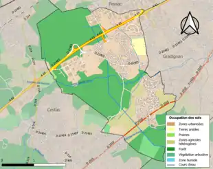 Carte en couleurs présentant l'occupation des sols.