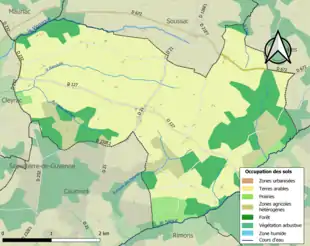 Carte en couleurs présentant l'occupation des sols.