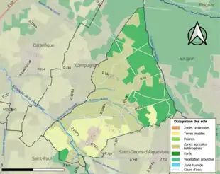 Carte en couleurs présentant l'occupation des sols.