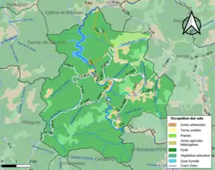 Carte en couleurs présentant l'occupation des sols.