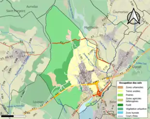 Carte en couleurs présentant l'occupation des sols.