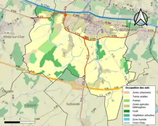 Carte en couleurs présentant l'occupation des sols.