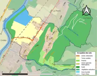 Carte en couleurs présentant l'occupation des sols.
