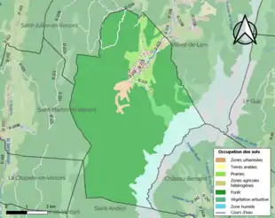 Carte en couleurs présentant l'occupation des sols.