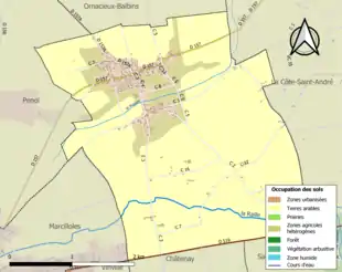 Carte en couleurs présentant l'occupation des sols.