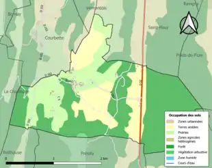 Carte en couleurs présentant l'occupation des sols.