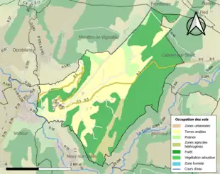 Carte en couleurs présentant l'occupation des sols.