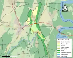 Carte en couleurs présentant l'occupation des sols.