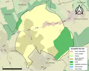 Carte en couleurs présentant l'occupation des sols.