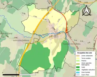 Carte en couleurs présentant l'occupation des sols.