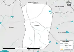 Carte en couleur présentantle réseau hydrographique de la commune