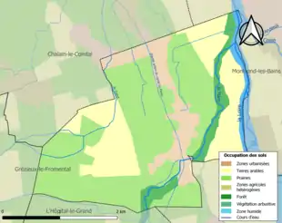 Carte en couleurs présentant l'occupation des sols.