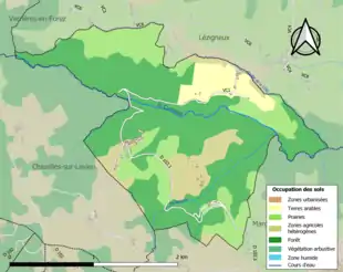 Carte en couleurs présentant l'occupation des sols.